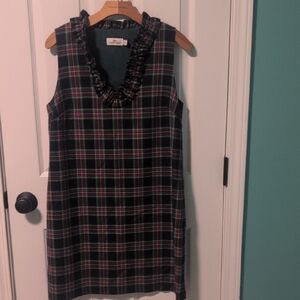 Vineyard Vines Tartan Plaid Sleeveless Dress with Ruffle Neckline